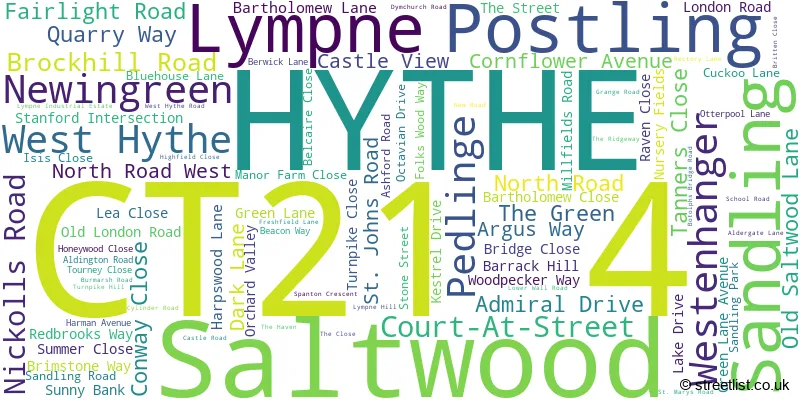 A word cloud for the CT21 4 postcode